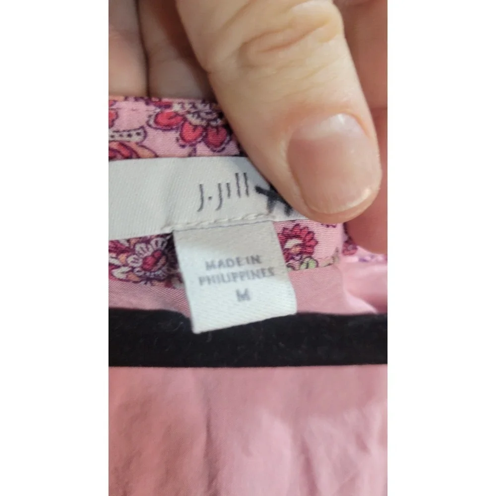 J.Jill Pink Floral Maxi Dress Size M Sleeveless Boho Tiered Rayon Cottagecore